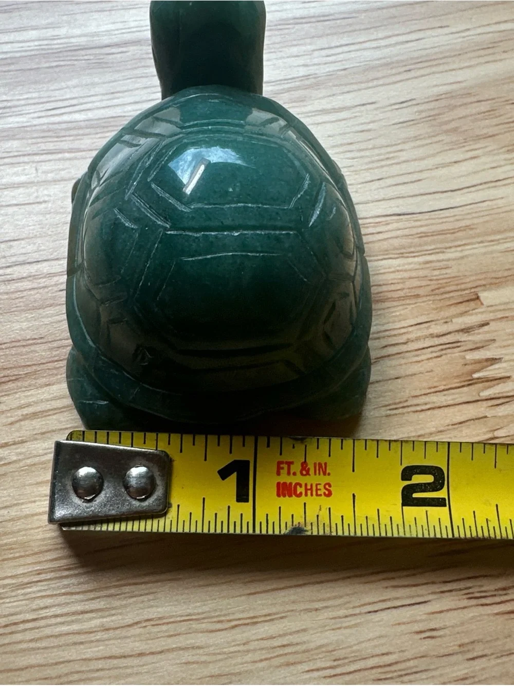 Jade Green Polished Turtle Figurine hand carved all sides good luck